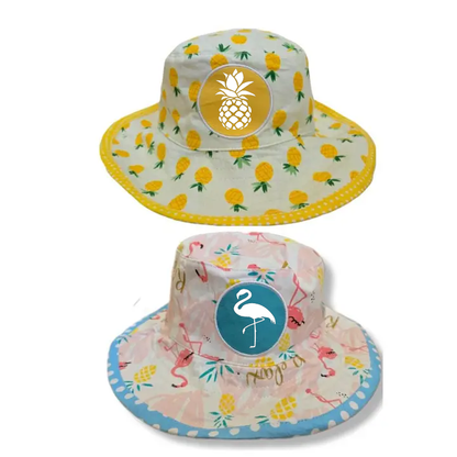 Baby Toddler Girls Flamingo Pineapples Reversible Bucket Hat: Pineapples