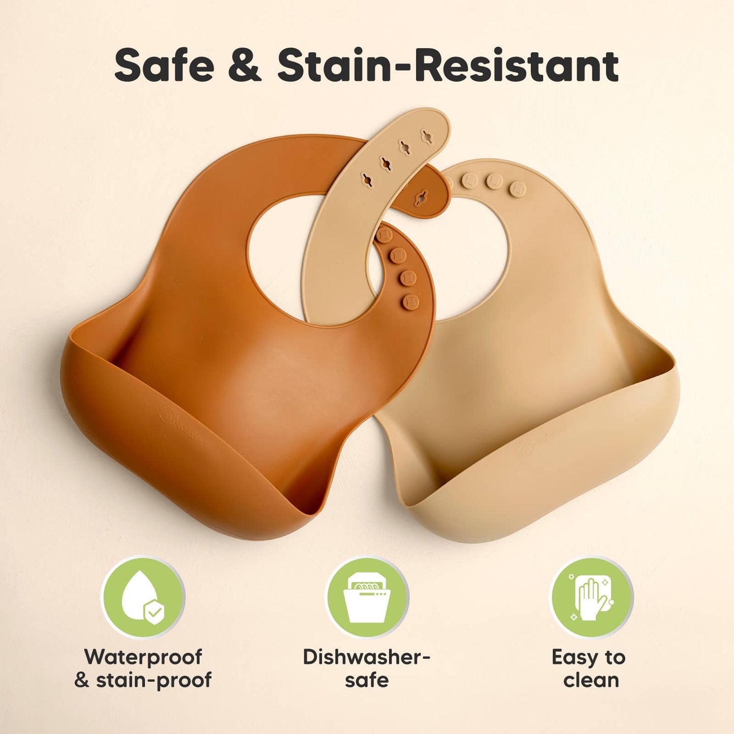 2-Pack Prep Silicone Bibs for Babies, Toddlers, Boys, Girls: Terracotta