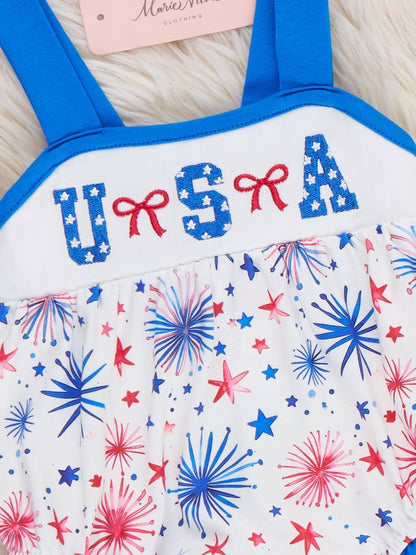 Fireworks & Freedom Embroidered Bubble Romper