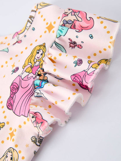 Summer Pattern Ruffle Sleeve Girls Dress: 4