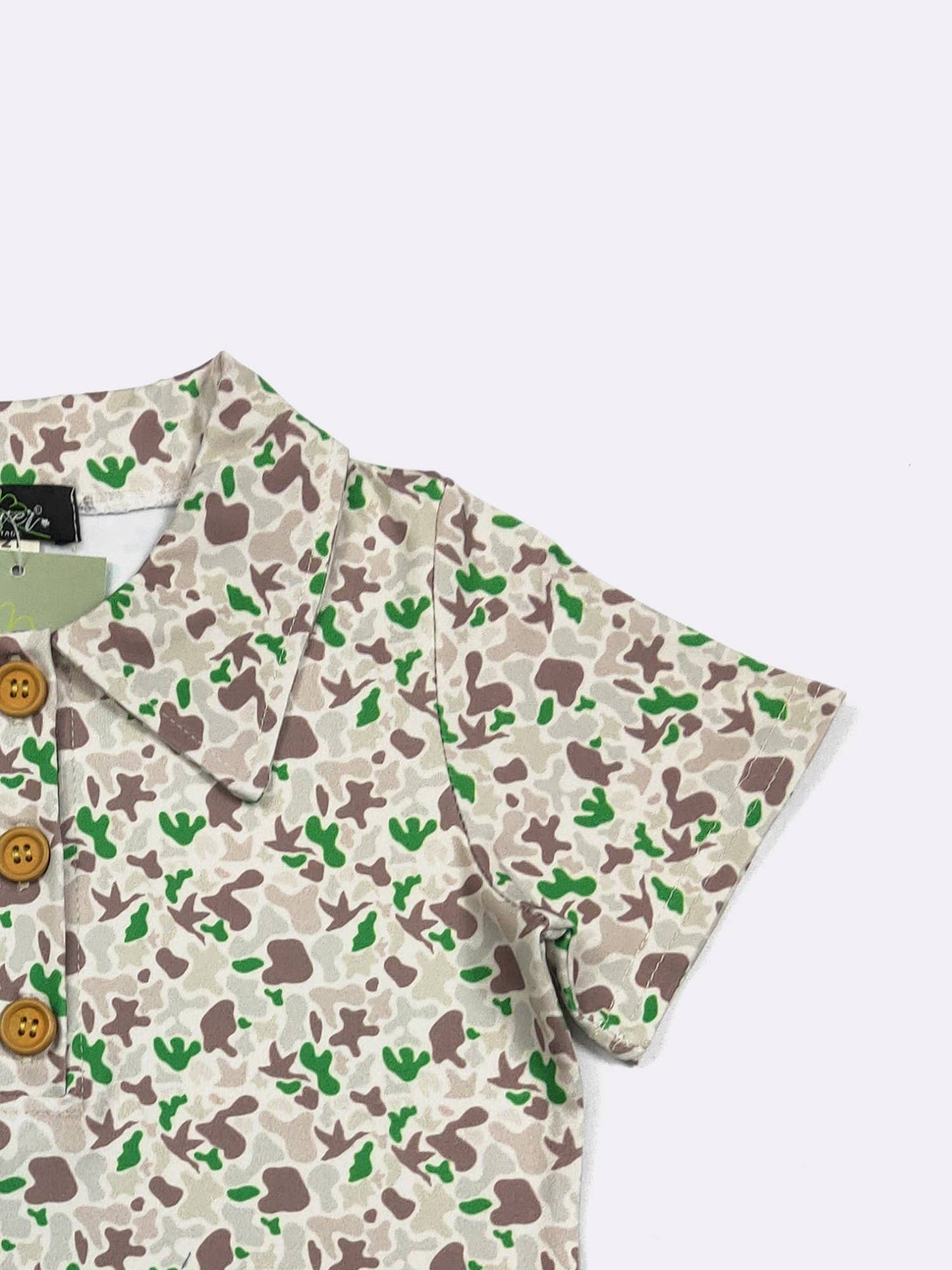 Emerald Camo Boy Collar Shirt: 9/10 yrs