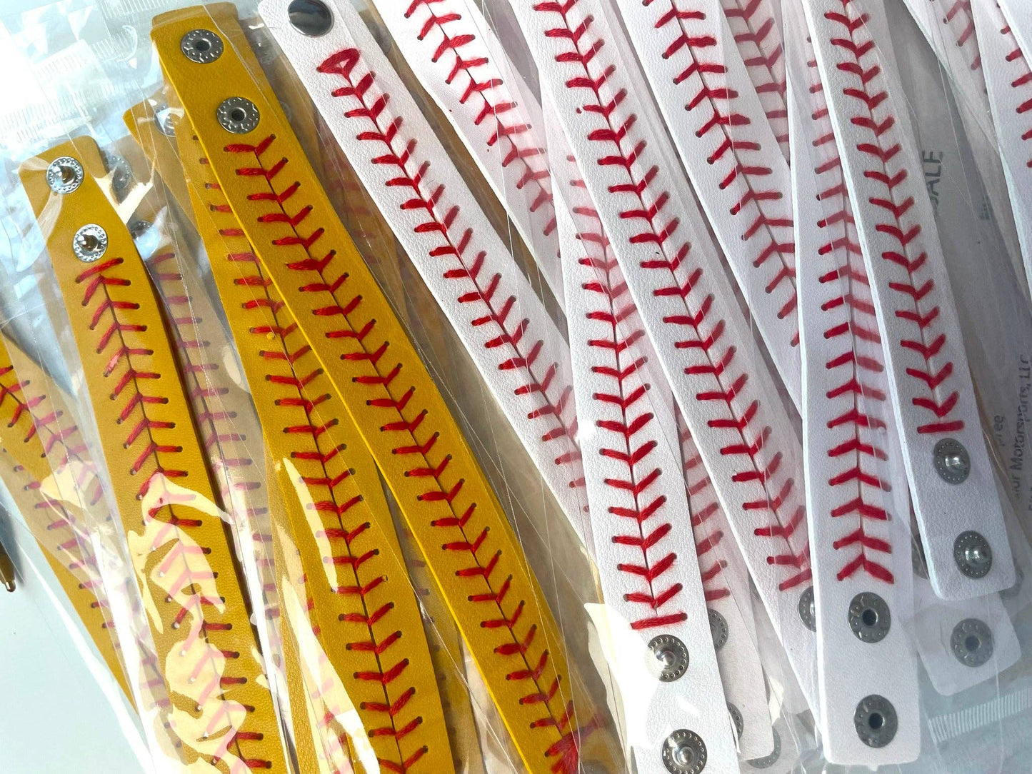 Baseball And Softball Leather Bracelets: Baseball White