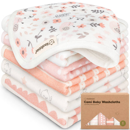 6-Pack Organic Cami Baby Washcloths for Face & Bath Towels: Sweet Charm