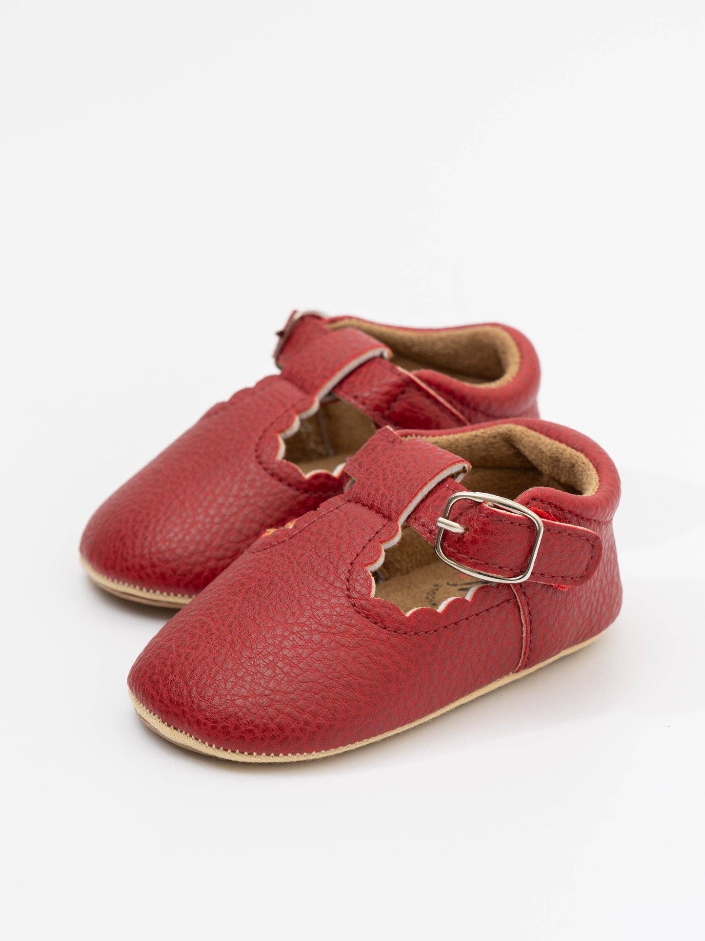 T-Strap Scalloped Buckle Shoes For Baby Girl: Brown