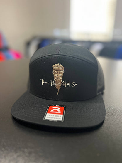 Turkey Feather - Flatbill Snapback Hat - Richardson 168: Solid Black