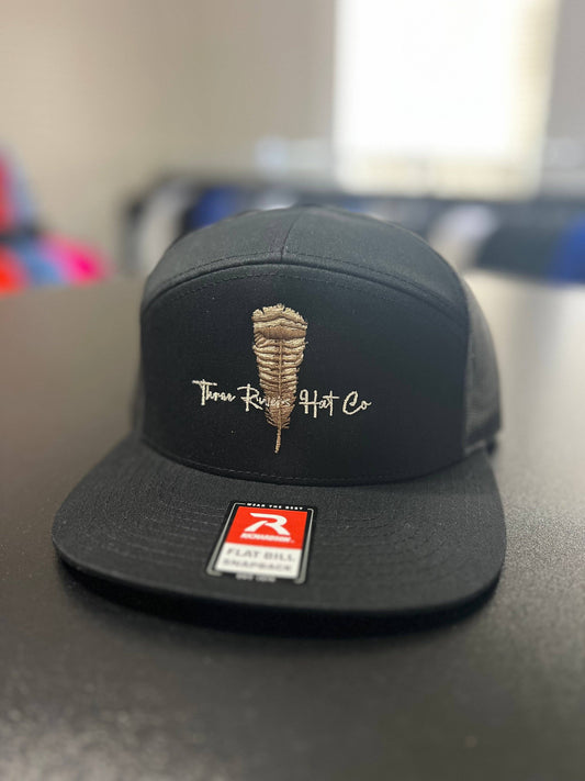 Turkey Feather - Flatbill Snapback Hat - Richardson 168: Solid Black