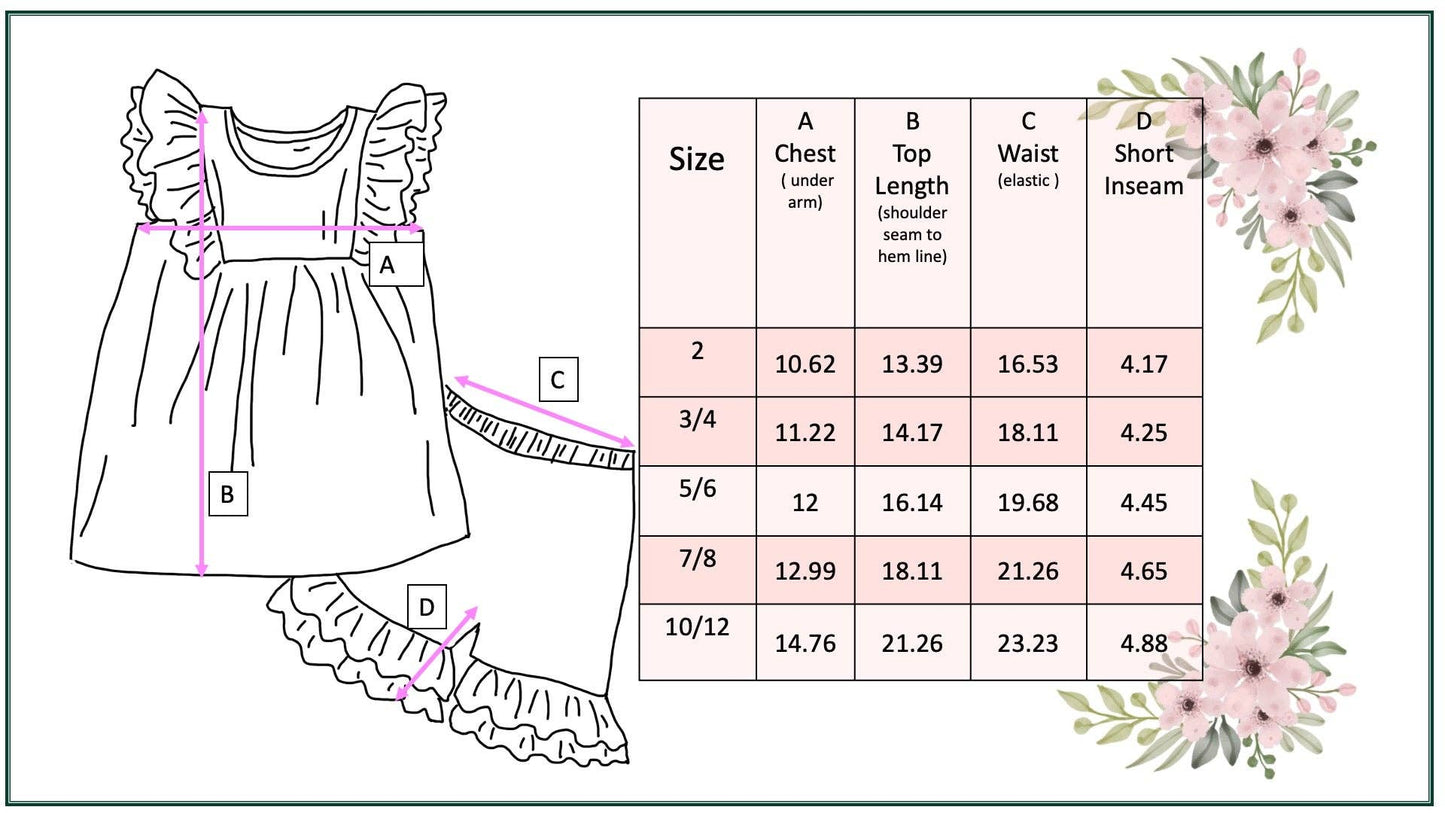 Kids Sophia Pink Floral Spring Summer Ruffle Short Set