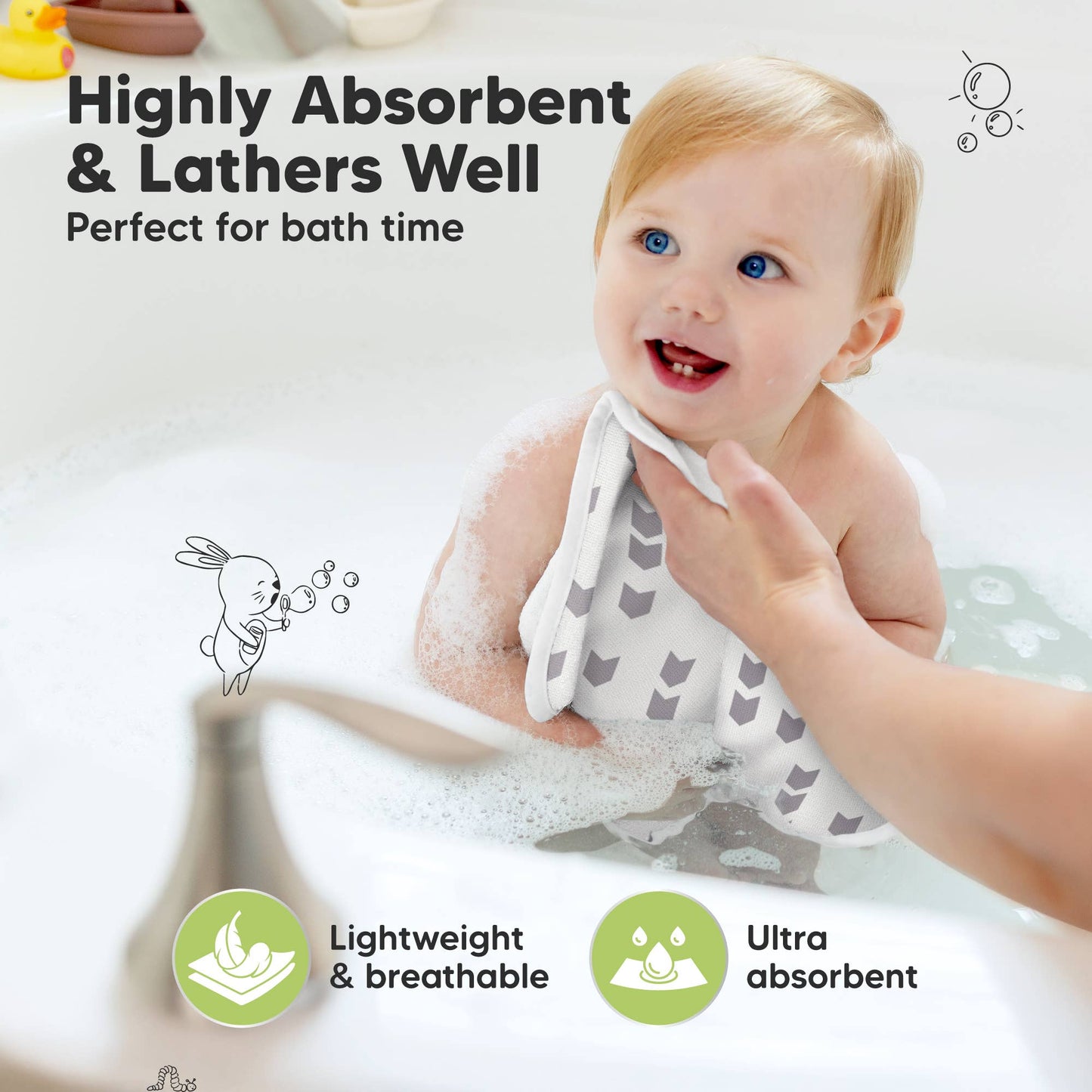 6-Pack Organic Cami Baby Washcloths for Face & Bath Towels: Grayscape