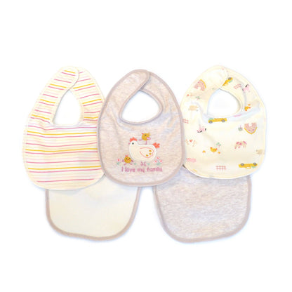 5 Pack Chicken Pattern Soft Cotton Poly Embroidered Baby Bibs