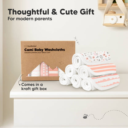 6-Pack Organic Cami Baby Washcloths for Face & Bath Towels: Sweet Charm
