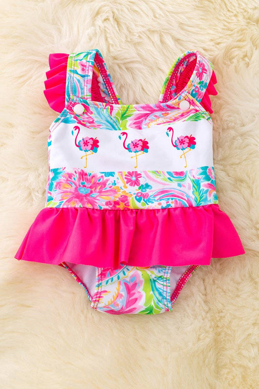 Flamingo Printed Baby Swimsuit