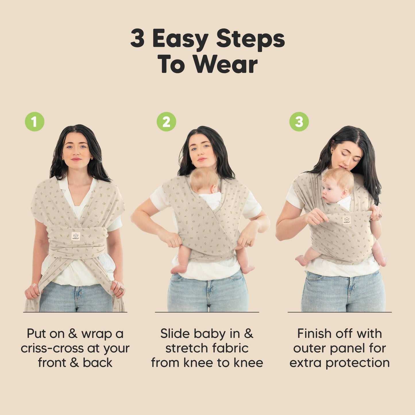 KeaBabies Original Baby Wrap Carrier: Leafy