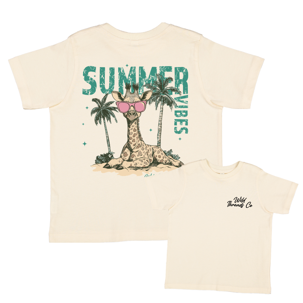 Summer Vibes Giraffe Tee: Chill Blue