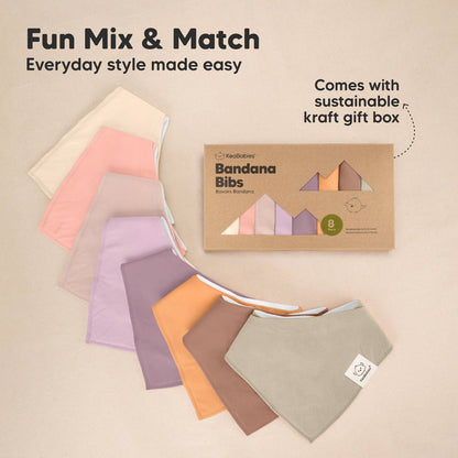 8-pack Baby Bandana Bibs for Girls and Boys: Mauve
