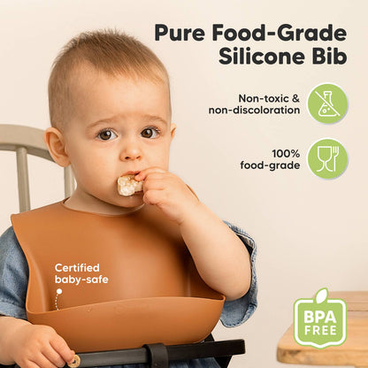 2-Pack Prep Silicone Bibs for Babies, Toddlers, Boys, Girls: Terracotta