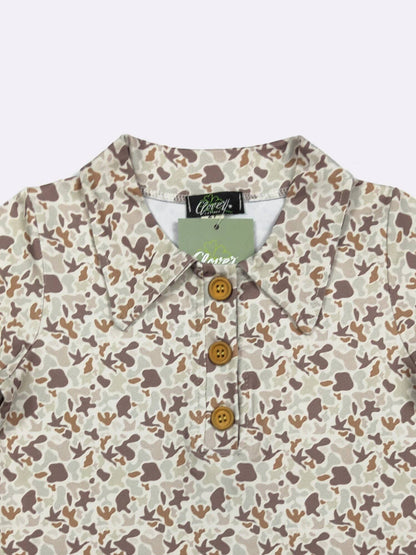 Muted Camo Boy Collar Shirt: 4t