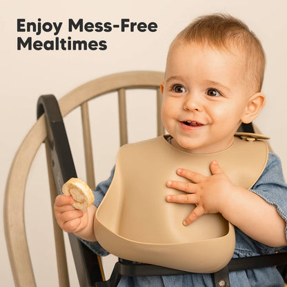 2-Pack Prep Silicone Bibs for Babies, Toddlers, Boys, Girls: Terracotta