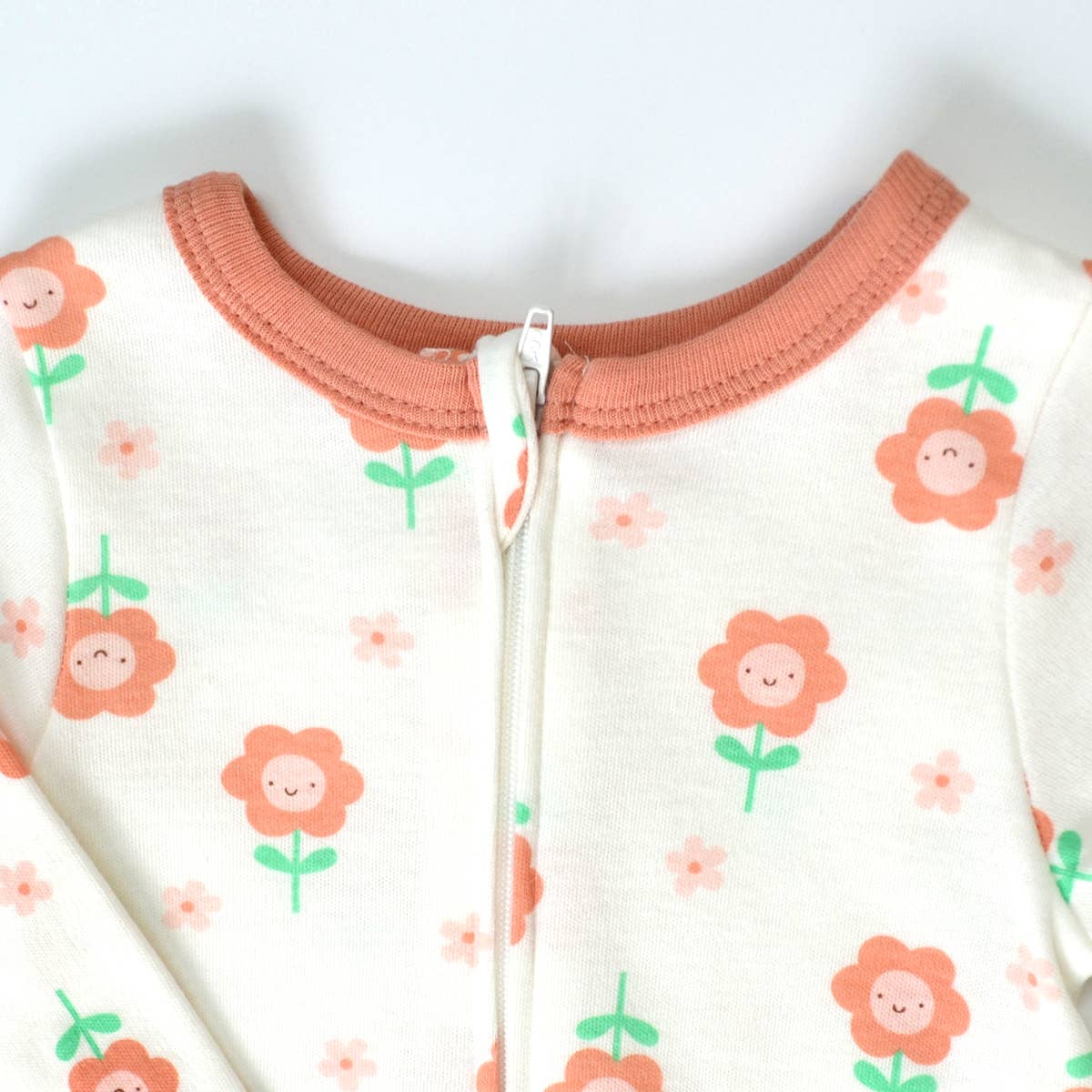 Daisy Flowers Pattern Zipper Footie Pajamas