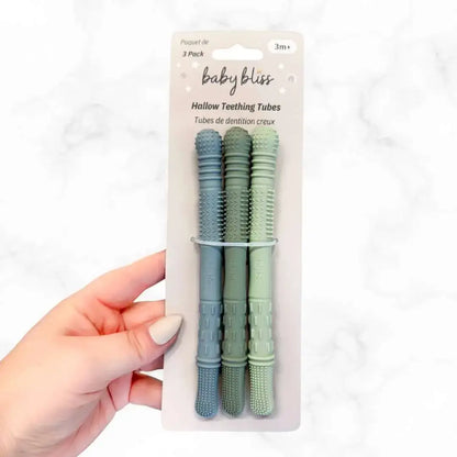 Hallow Teething Tubes - Dusty Teal, Sage & Soft Sage: Dusty Teal/Sage/Soft Sage