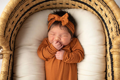 Saddle Longhorn Orange Western Knotted Newborn Baby Gown & Hat