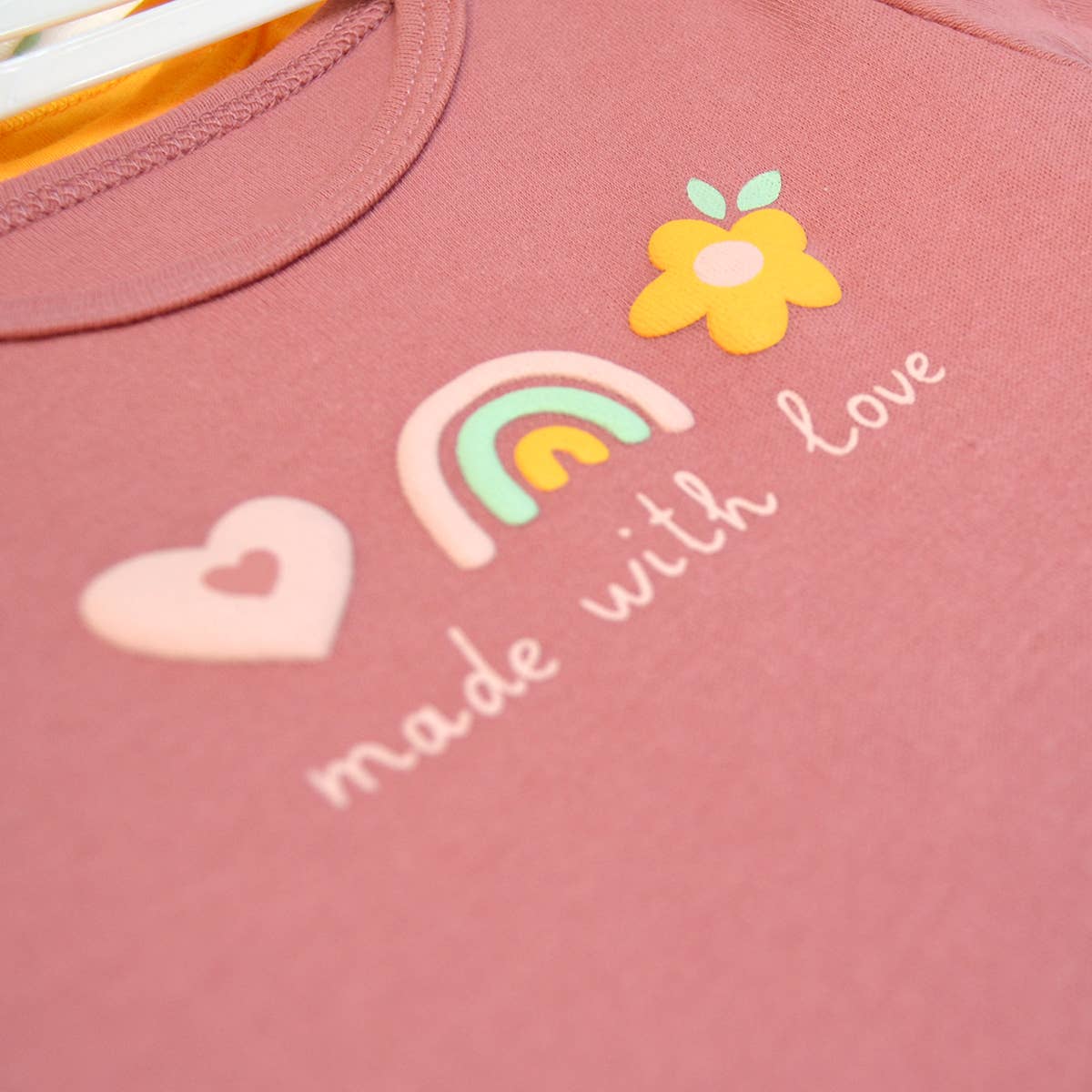 Pack of 3 Baby Love Puff Screen Print Pattern Bodysuits: 6-9M
