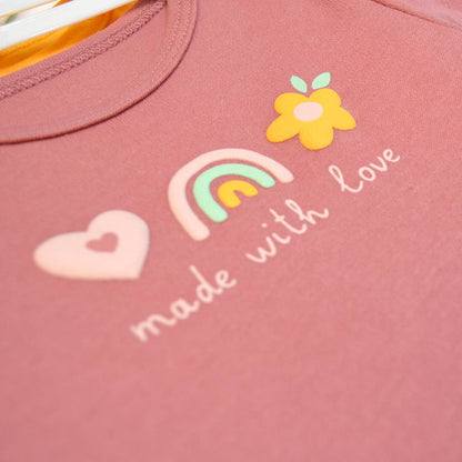 Pack of 3 Baby Love Puff Screen Print Pattern Bodysuits: 6-9M