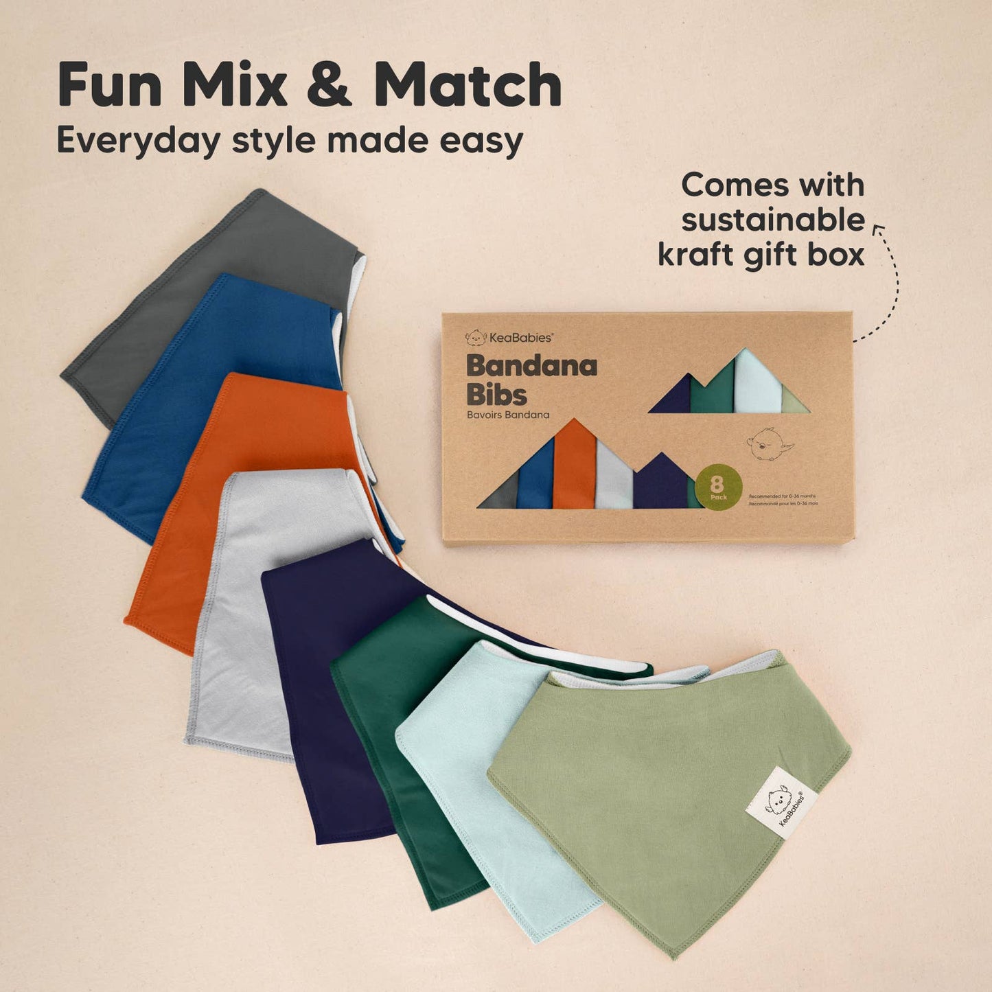 8-pack Baby Bandana Bibs for Boys and Girls: Hunter