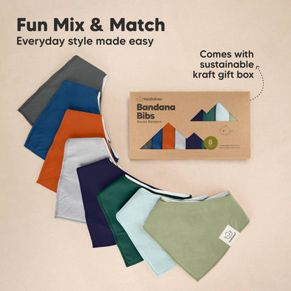 8-pack Baby Bandana Bibs for Boys and Girls: Hunter