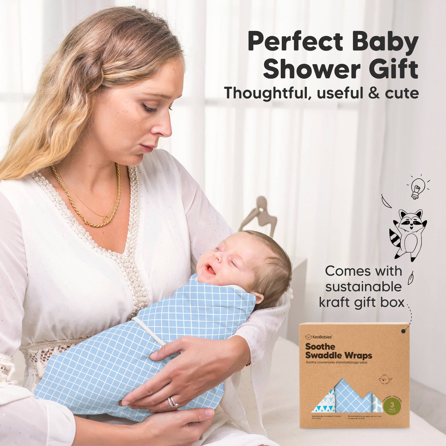 3pk Soothe Baby Swaddles 0-3 Months, Sleep Sack for Newborns: Storm / OS 0-3M