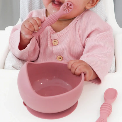 Suction Bowl & Training Spoons - Dusty Rose: Dusty Rose