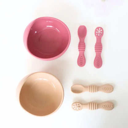 Suction Bowl & Training Spoons - Dusty Rose: Dusty Rose