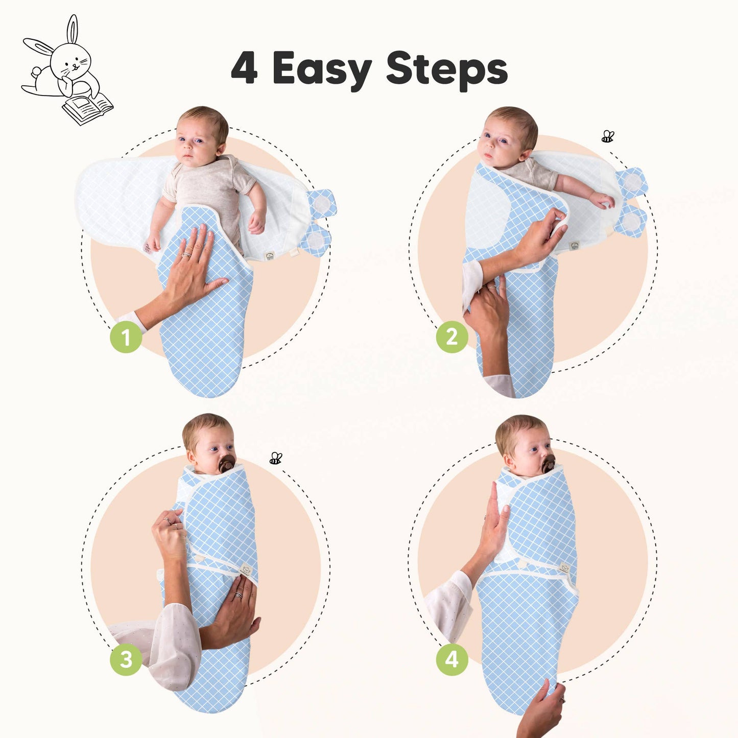 3pk Soothe Baby Swaddles 0-3 Months, Sleep Sack for Newborns: Storm / OS 0-3M
