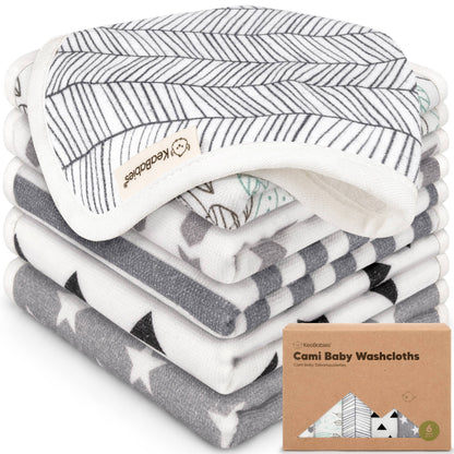 6-Pack Organic Cami Baby Washcloths for Face & Bath Towels: Grayscape