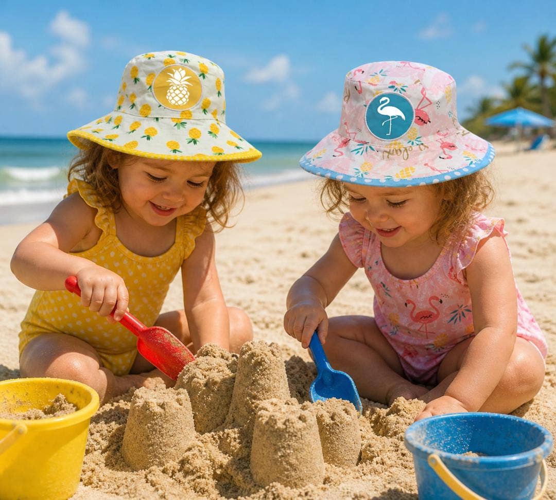 Baby Toddler Girls Flamingo Pineapples Reversible Bucket Hat: Flamingos