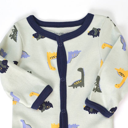 Dinosaurs Pattern Zipper Footie Pajamas