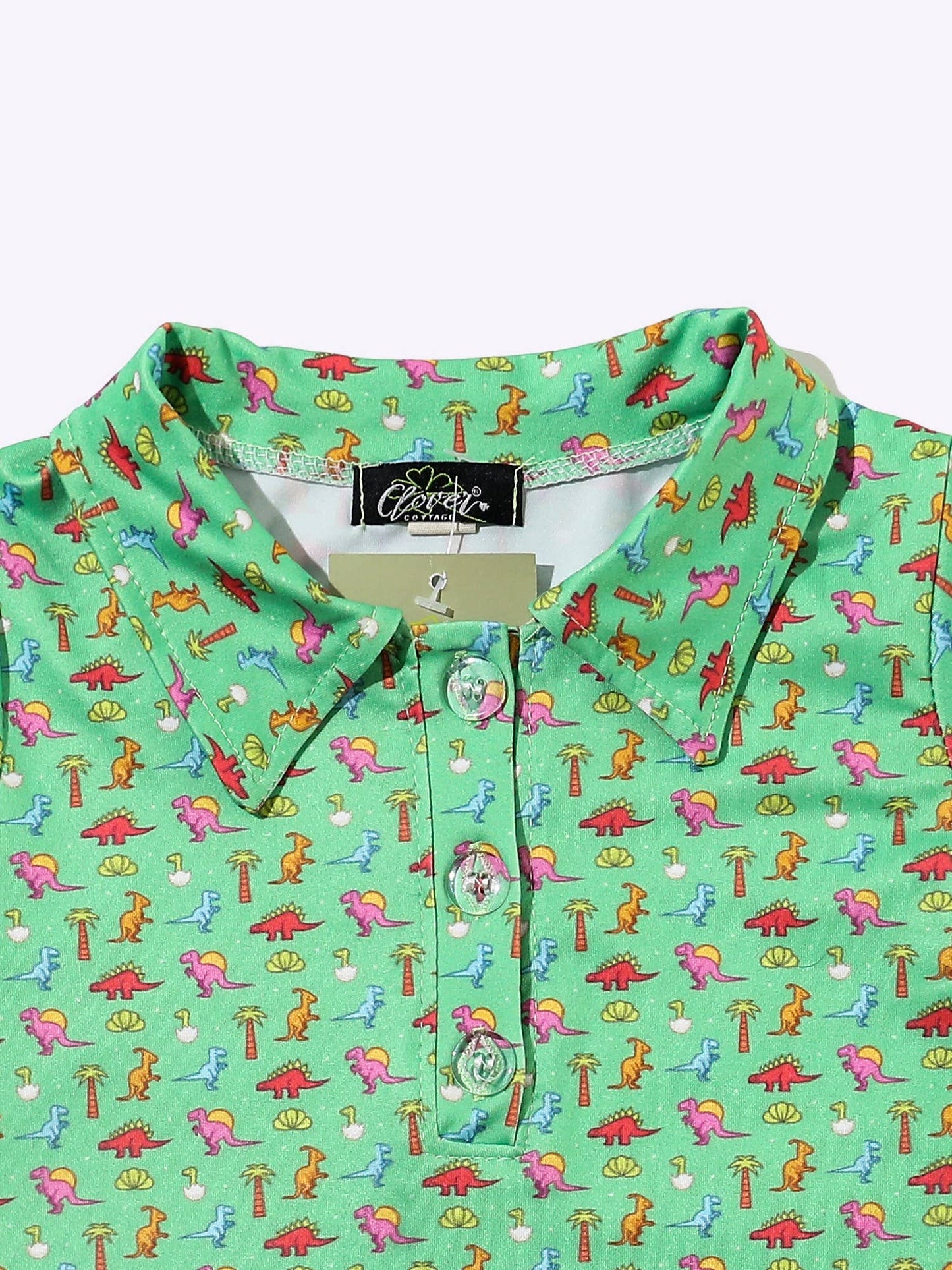 Neon Dino Boy Collar Shirt