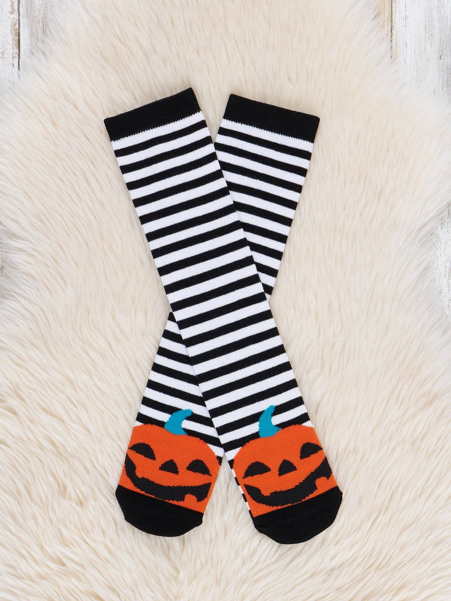 Striped Jack-o’-Lantern Knee Sock