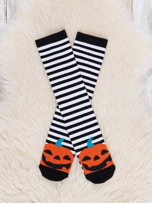 Striped Jack-o’-Lantern Knee Sock