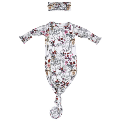 Floral Flower Knotted Gown & Bow