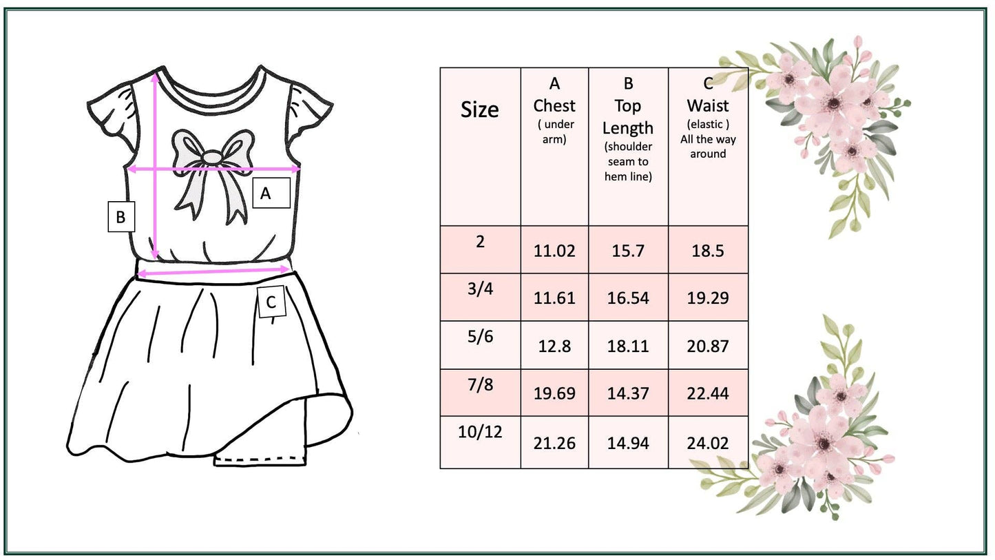 Girls Peach Floral Bow Skort Set