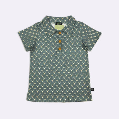 Emerald Deer Boy Collar Shirt