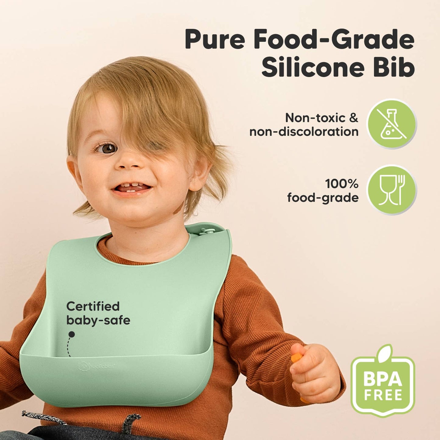 2-Pack Prep Silicone Bibs for Babies, Toddlers, Boys, Girls: Mellow