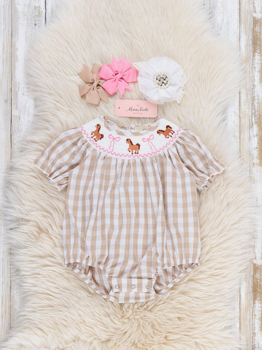 Little Pony Meadow Smocked Bubble Romper