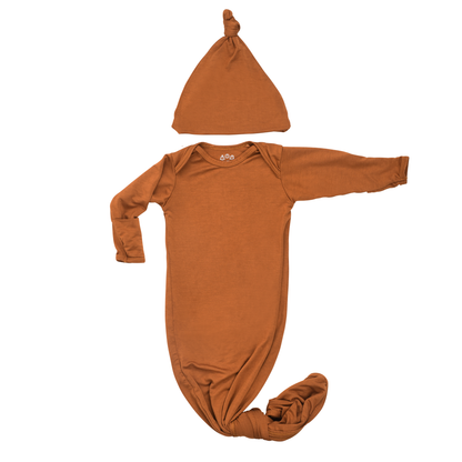 Saddle Longhorn Orange Western Knotted Newborn Baby Gown & Hat