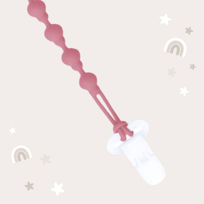 Pacifier Clip - Almond & Dusty Rose: Almond & Dusty Rose