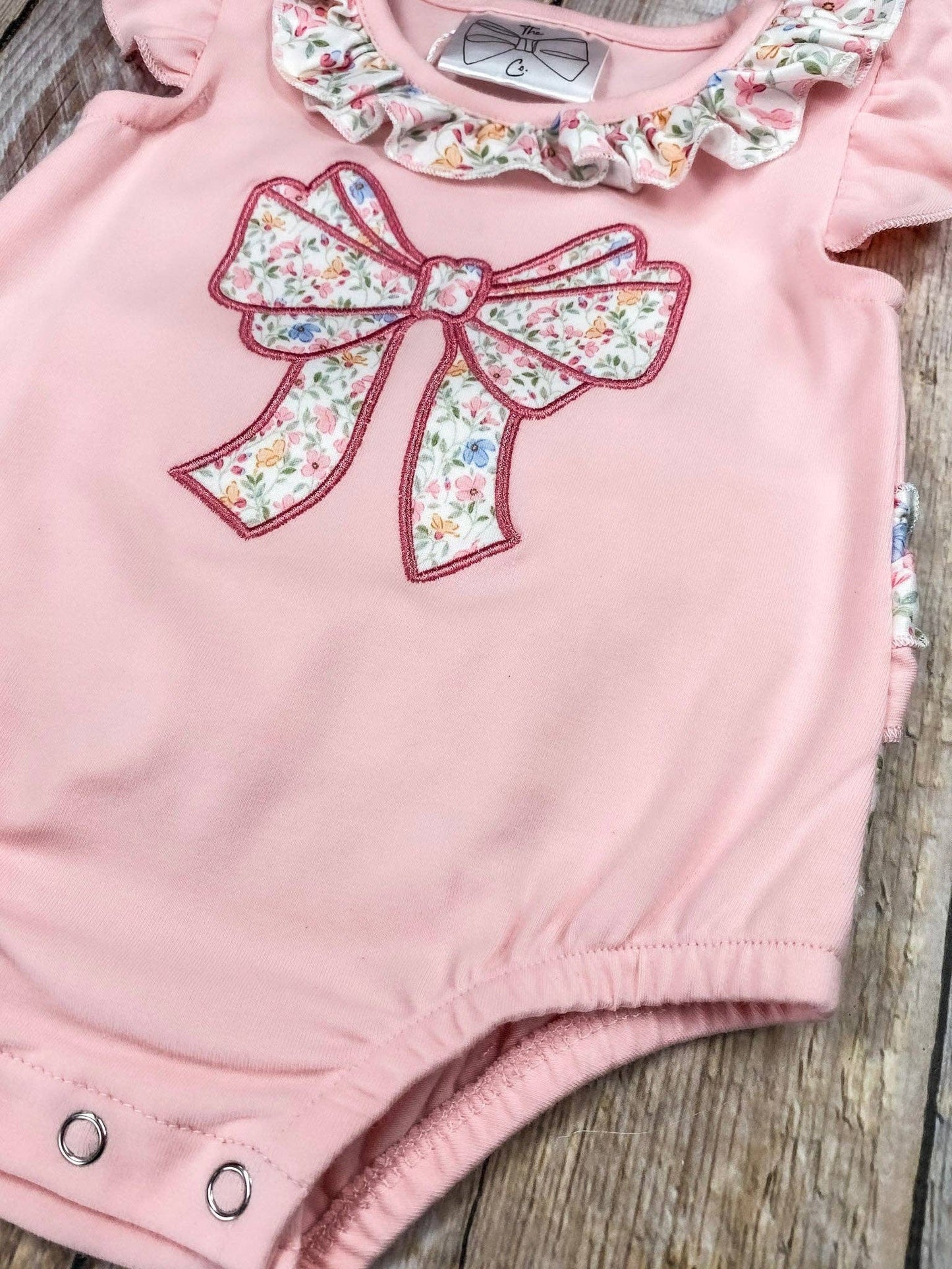 Pink Floral Bow Romper