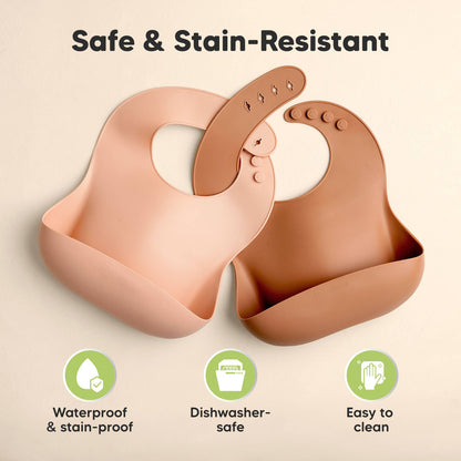 2-Pack Prep Silicone Bibs for Babies, Toddlers, Boys, Girls: Dusk