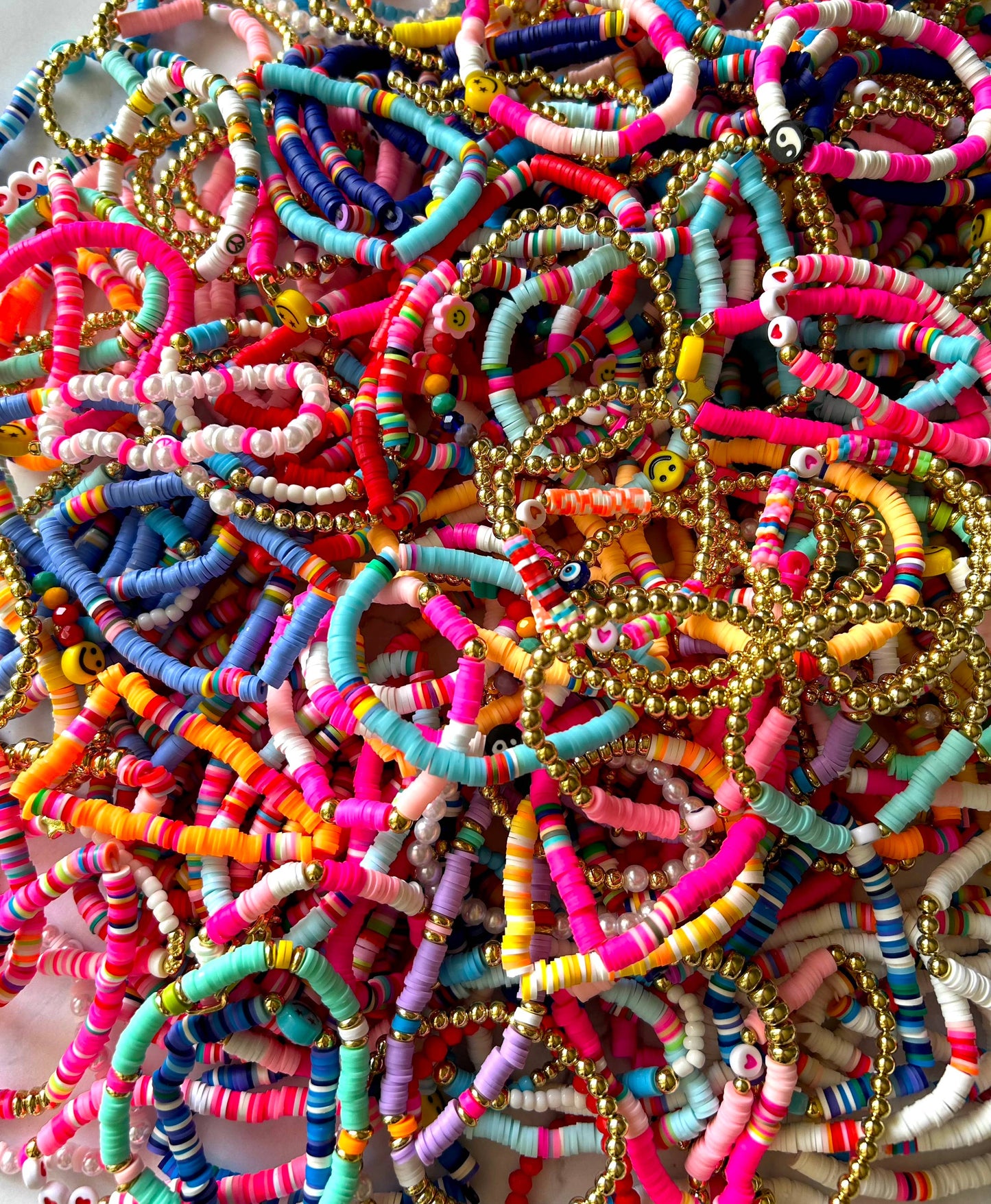 🩷Bright Colored Summer Stretchy Bracelets🌸: 50 Bracelets