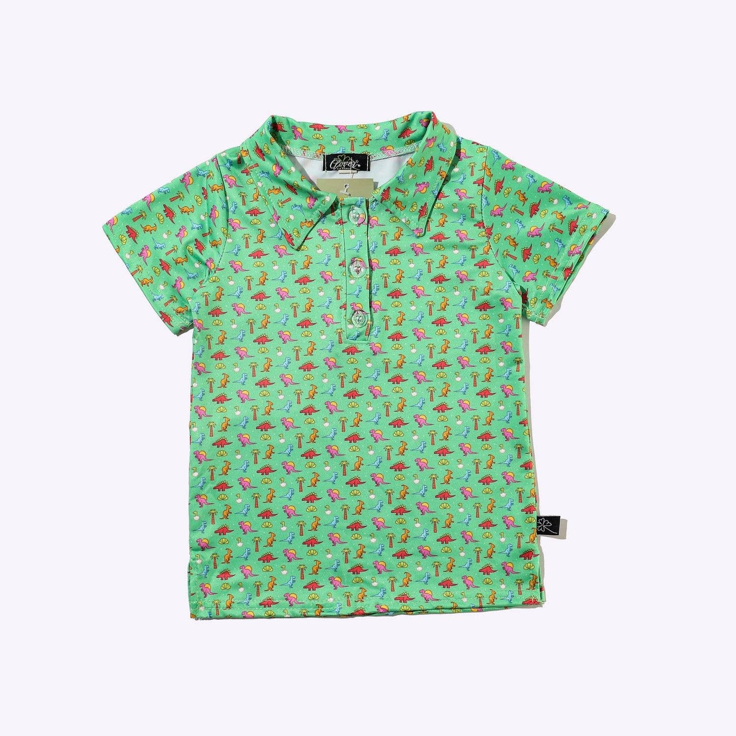 Neon Dino Boy Collar Shirt