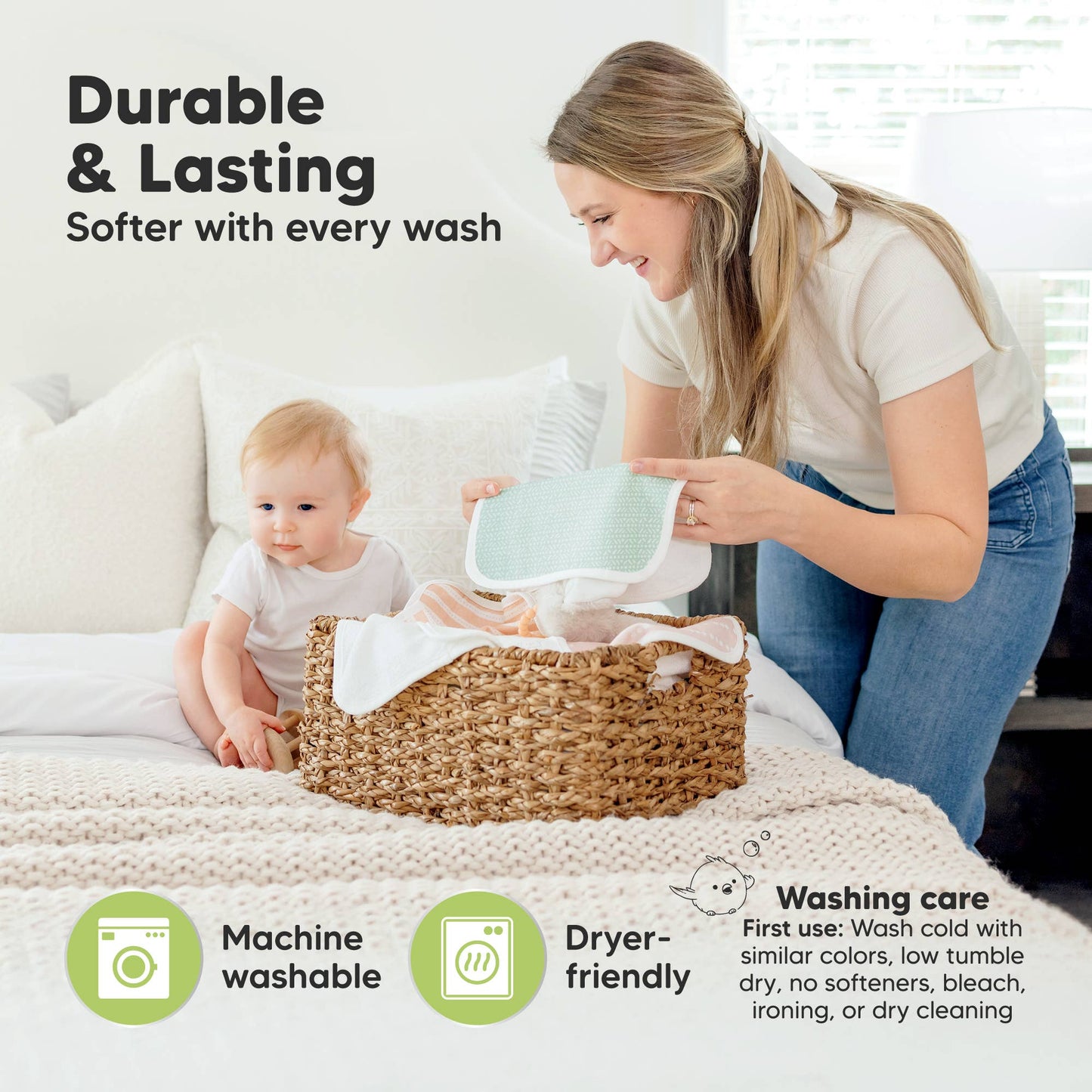 6-Pack Organic Cami Baby Washcloths for Face & Bath Towels: Nordic